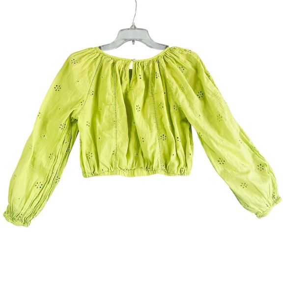 VELVET Eyelet Women's Yara Cotton Blouse Green Feminine Boho Vibes Size Small - Picture 2 of 10